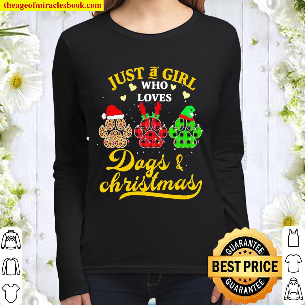 Just A Girl Who Loves Dogs And Christmas Santa Reindeer Elf Women Long Sleeved