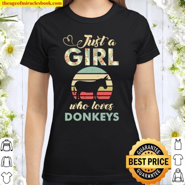 Just A Girl Who Loves Donkeys Retro Vintage Donkey Gift Classic Women T-Shirt