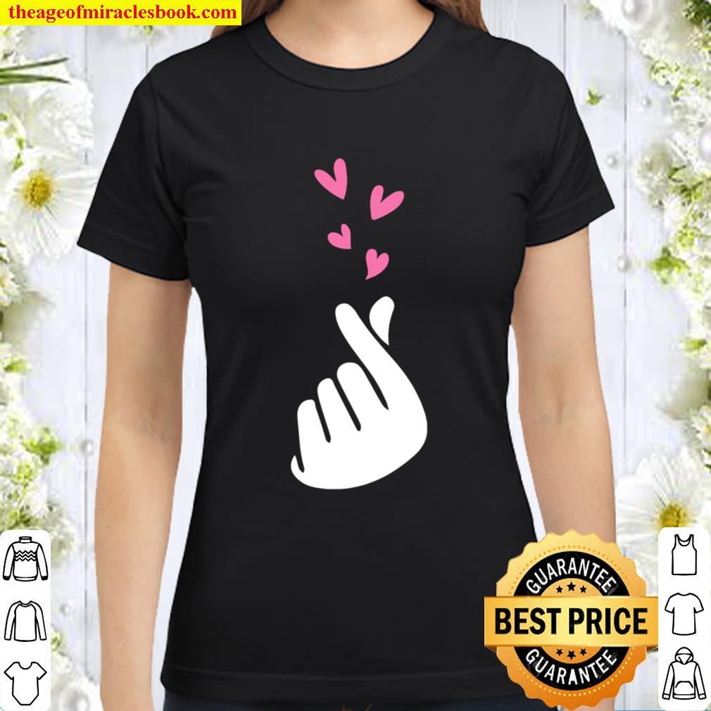 Korean Finger Heart Teen Kpop Shirts Valentine Classic Women T-Shirt