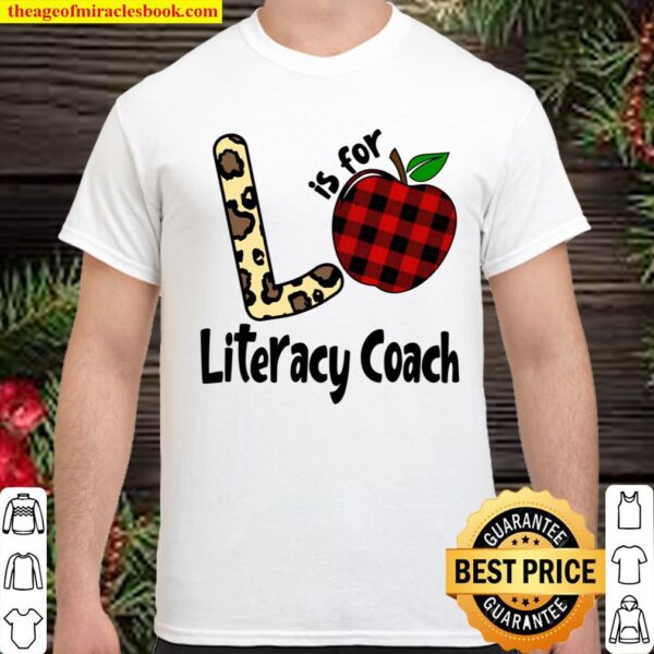 L is for Literacy Coach Leopard Buffalo Plaid Apple Gift Shirt