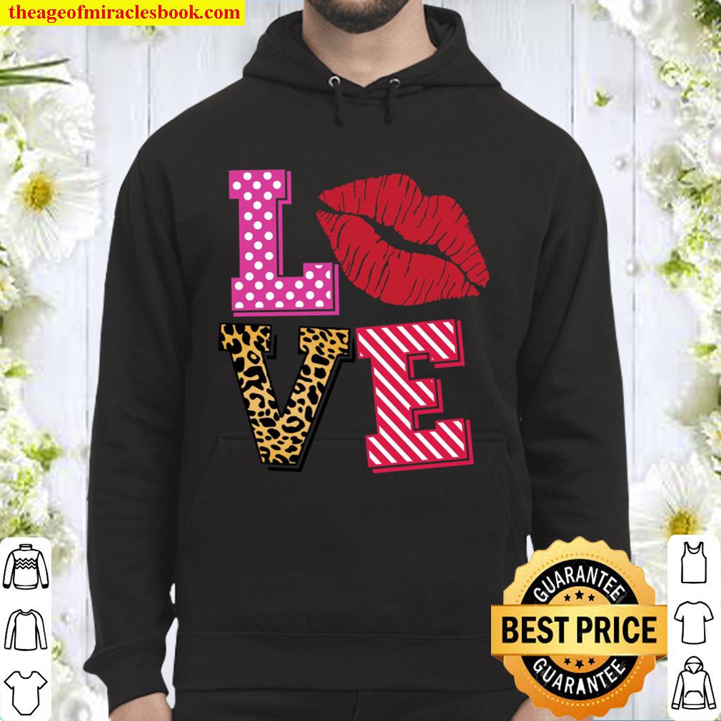 LOVE Valentine Shirt, Leopard Lip Shirt, XOXO, Valentines Day Shirt ,L Hoodie