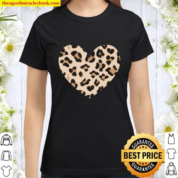 Leopard Heart Valentine Day Shirt Women Men, Wife, Girl Gift Classic Women T-Shirt