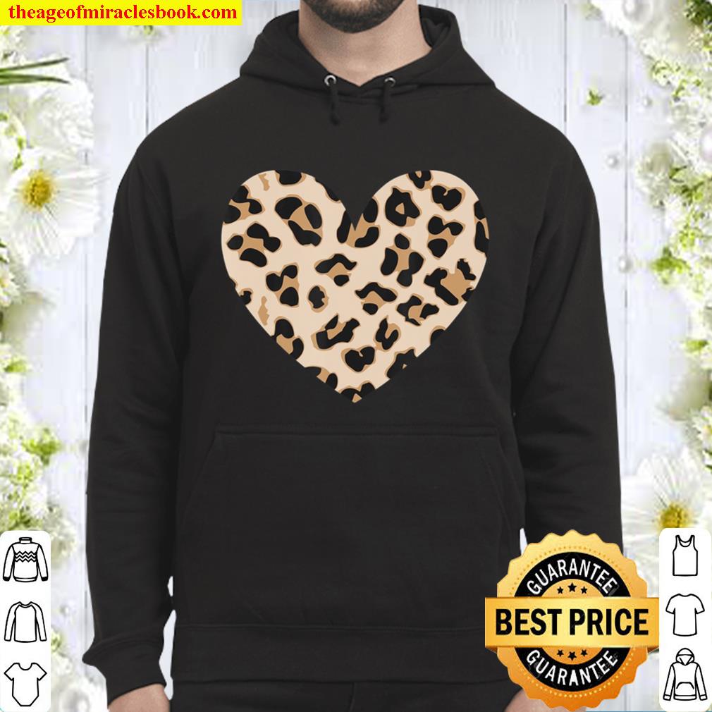 Leopard Heart Valentine Day Shirt Women Men, Wife, Girl Gift Hoodie