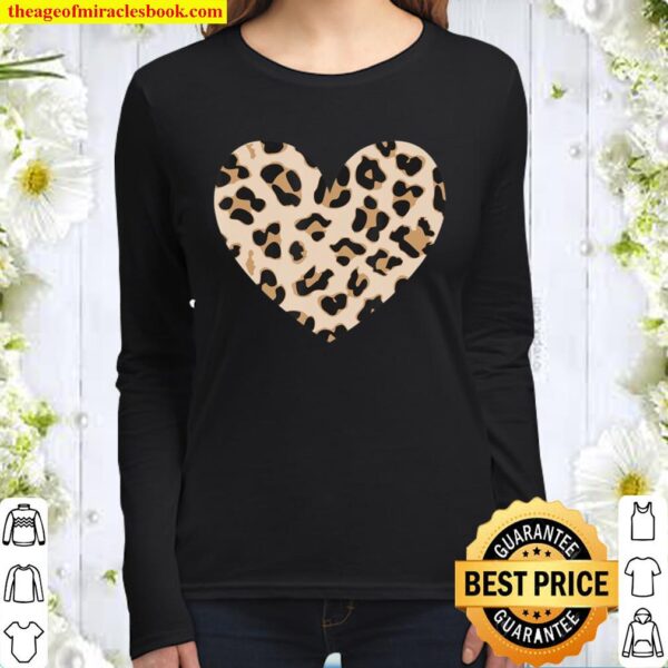 Leopard Heart Valentine Day Shirt Women Men, Wife, Girl Gift Women Long Sleeved