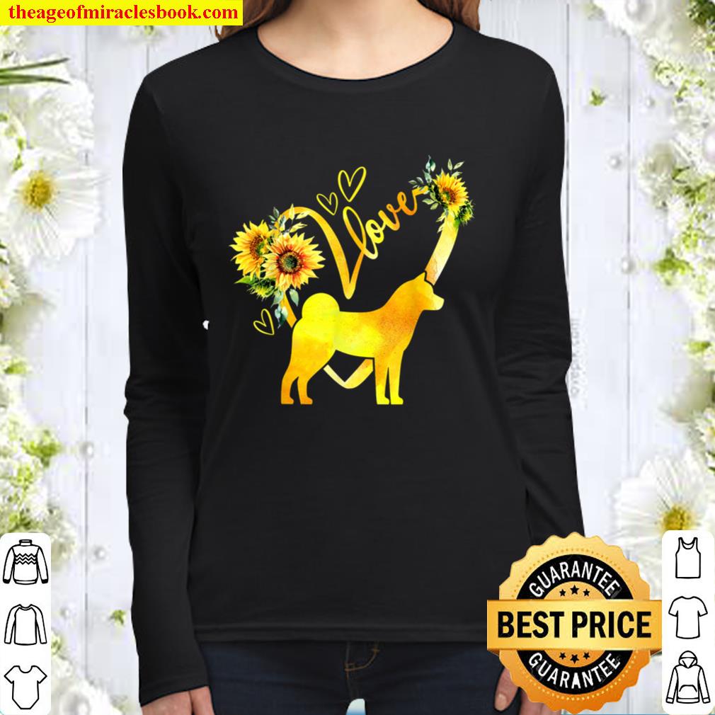 Love Akita Inu Sunflower For Dog Lover Gifts Women Long Sleeved