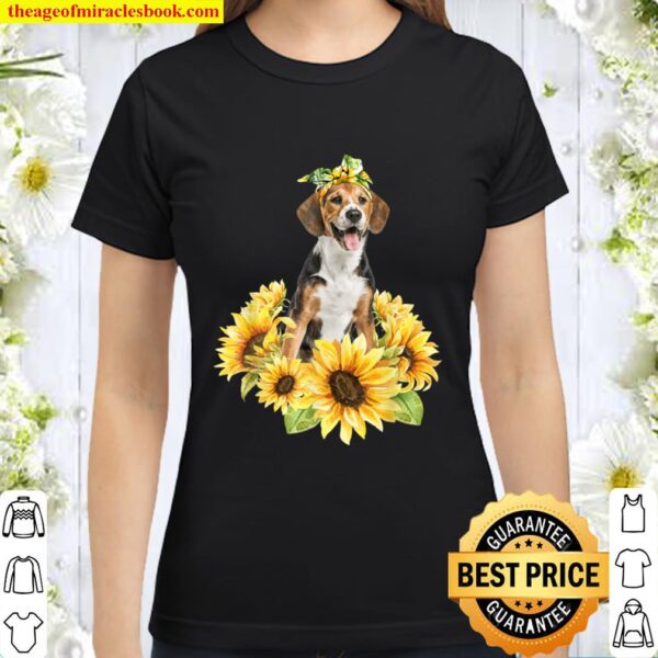 Love Beagle Sunflower For Dog Lover Gifts Classic Women T-Shirt
