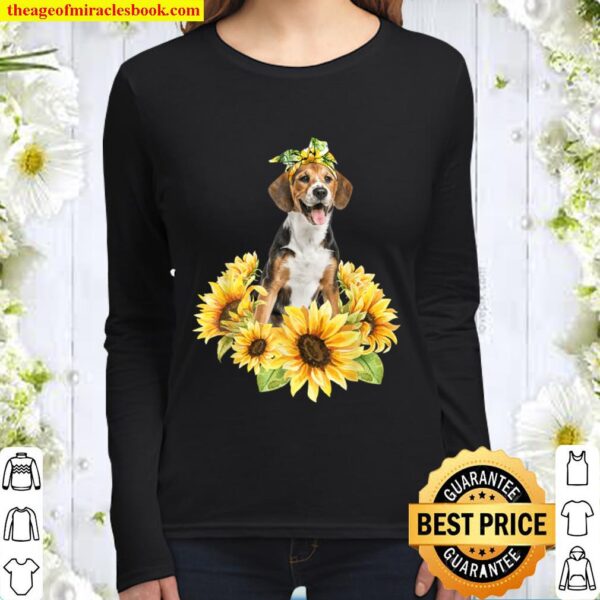 Love Beagle Sunflower For Dog Lover Gifts Women Long Sleeved
