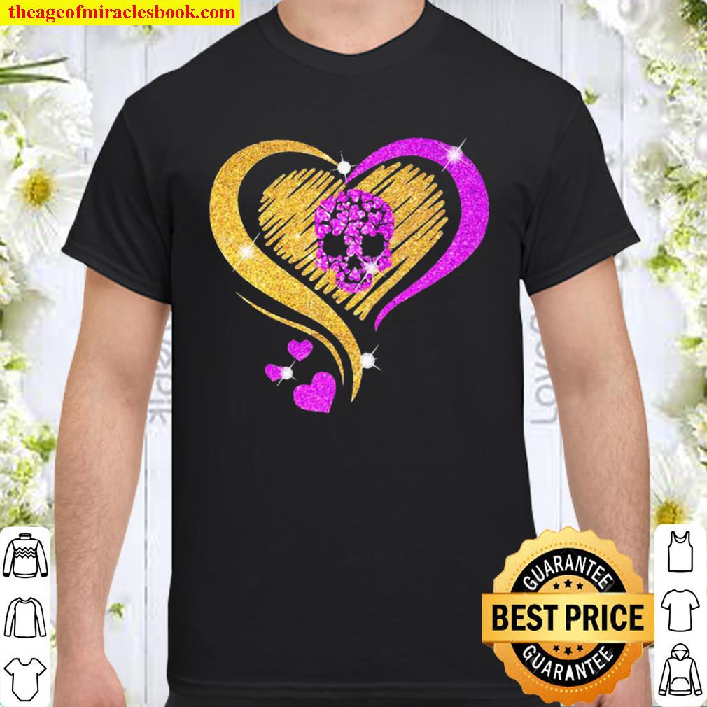 Love Heart Gold Pink Bing Skull limited Shirt, Hoodie, Long Sleeved, SweatShirt