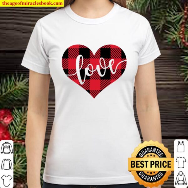 Love Heart Shirt, Valentines Day Shirt, BUffalo Plaid Shirt, XOXO, Val Classic Women T-Shirt