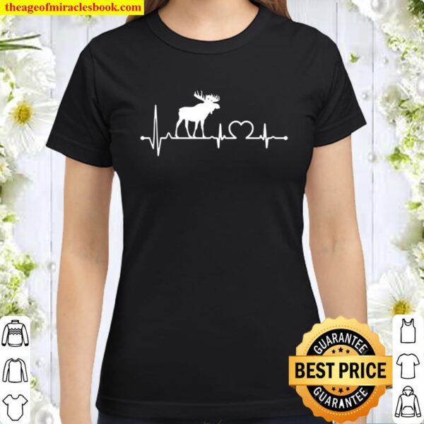 Love Moose line heart beat Classic Women T-Shirt