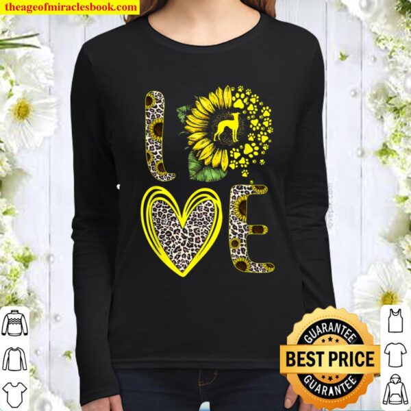 Love Whippet Sunflower For Dog Lover Gifts Women Long Sleeved