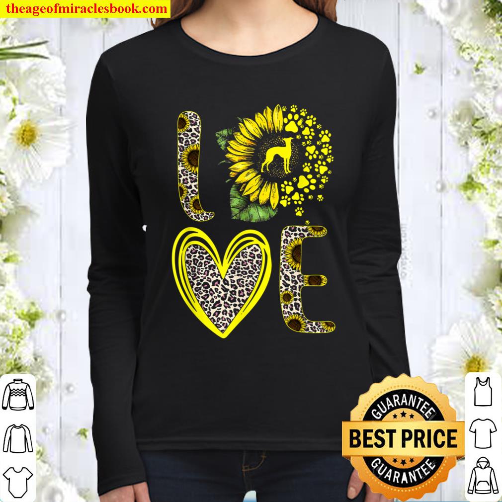 Love Whippet Sunflower For Dog Lover Gifts Women Long Sleeved