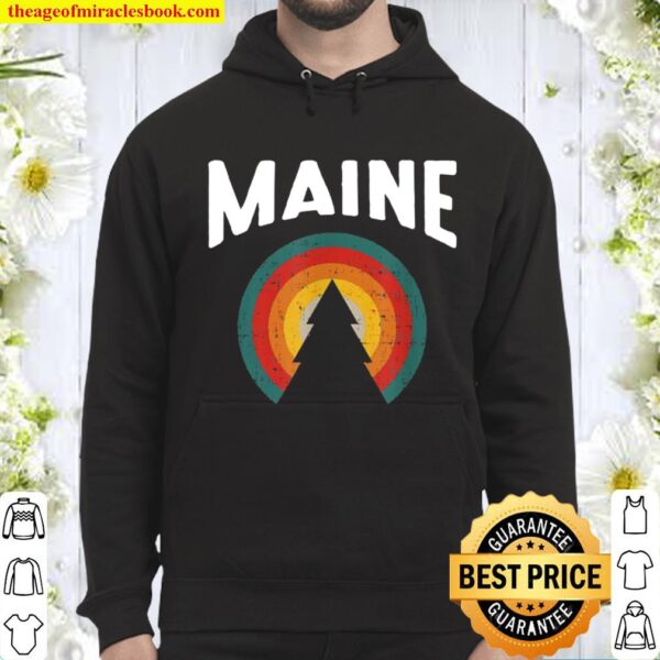 Maine Vintage Sunset Outdoors Hiking Souvenir Hoodie