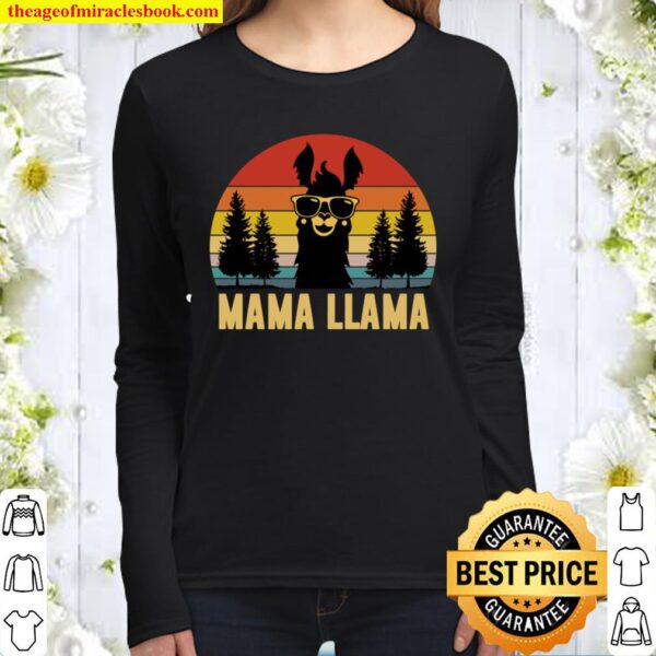 Mama Llama Alpaca Mothers Day Gift Funny Mama Llama Women Long Sleeved