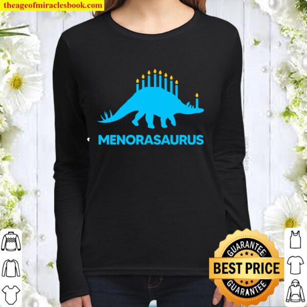Menorasaurus Hanukkah Animal Merry Christmas Gift For Woman Man Kids B Women Long Sleeved