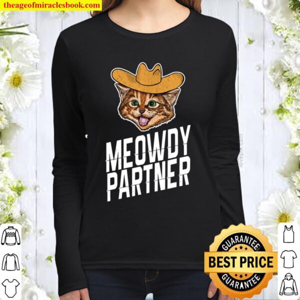 Meowdy Partner, Howdy Cowboy Cat Women Long Sleeved
