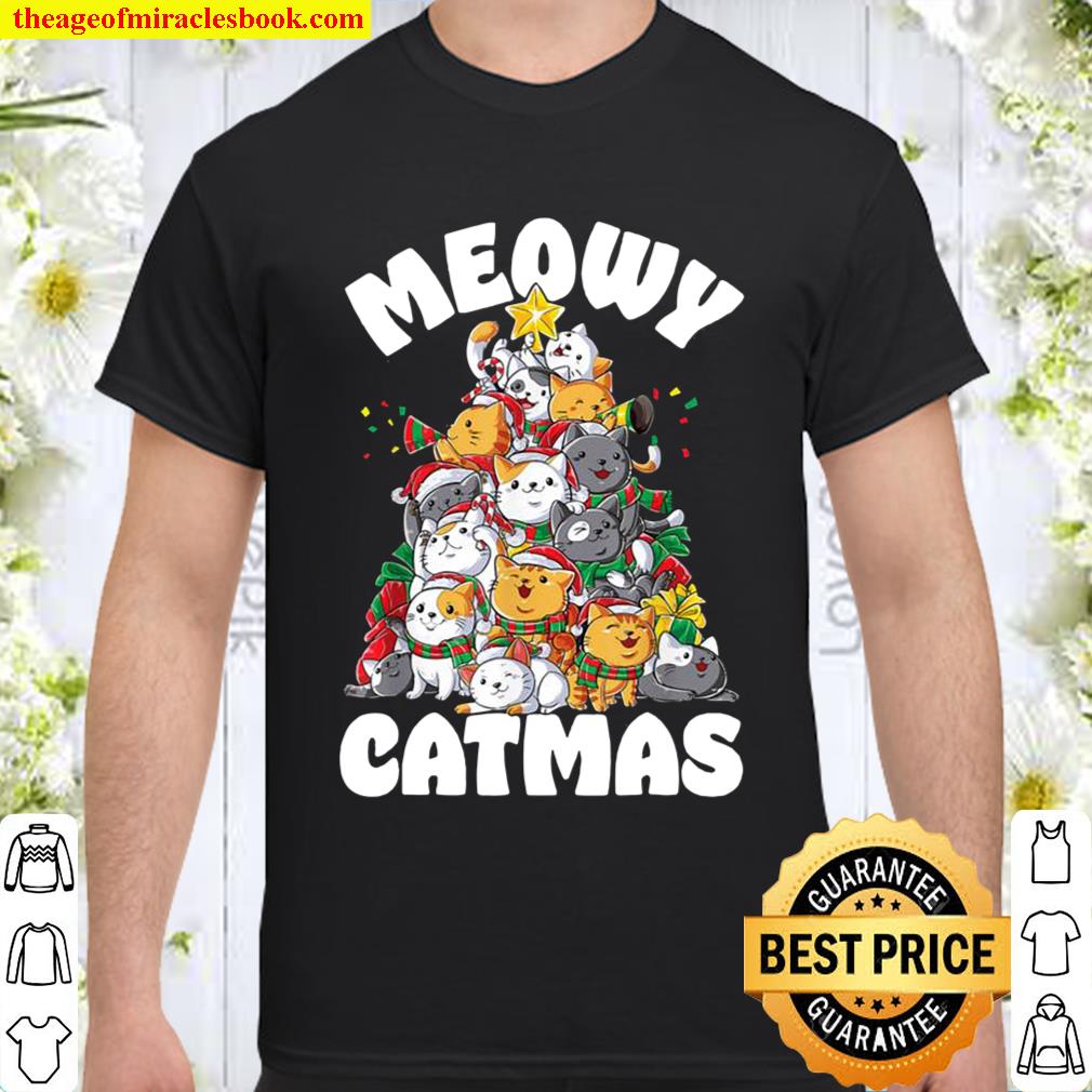 Meowy Catmas Cat Christmas Tree Christmas T-Shirt
