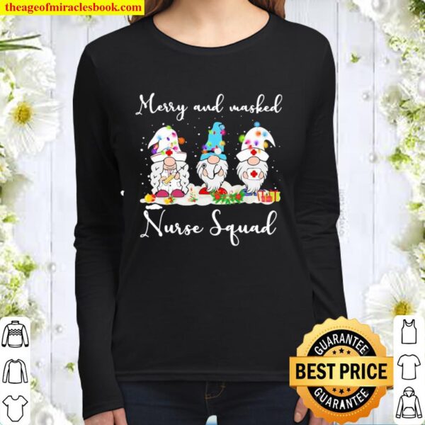 Merry And Wasked Nurse Squad Gnome Xmas Women Long Sleeved