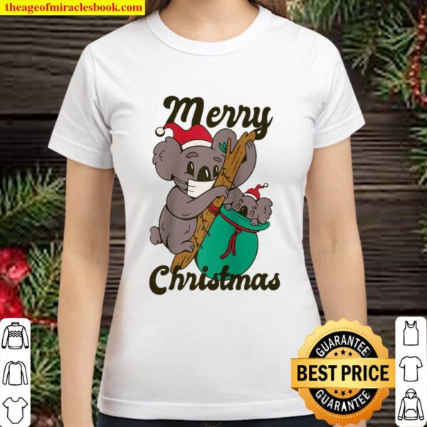Merry Christmas Koala Raglan Baseball Tee Classic Women T-Shirt