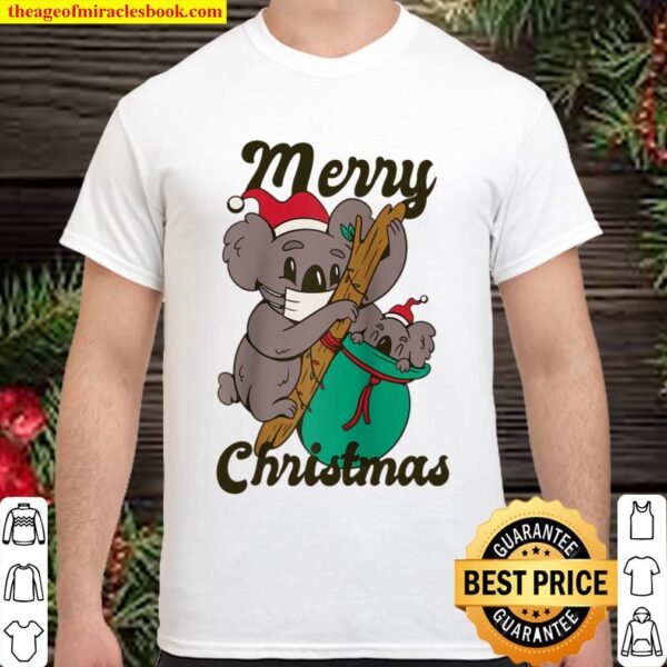 Merry Christmas Koala Raglan Baseball Tee Shirt