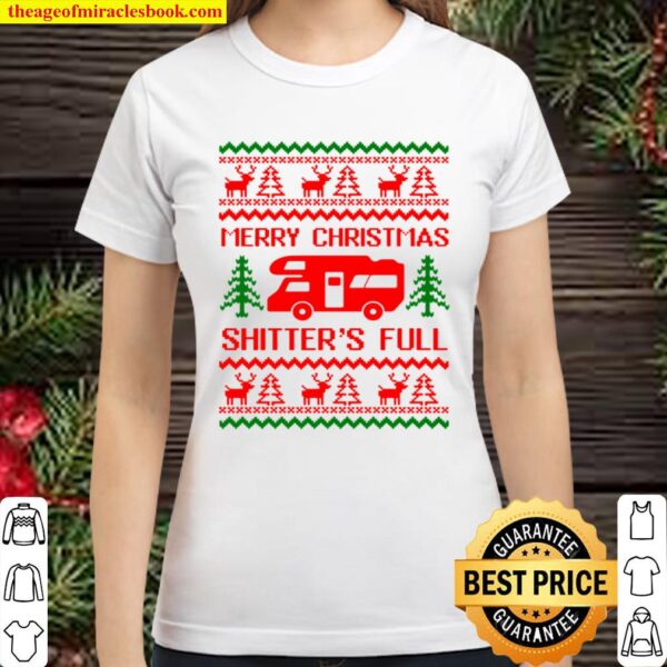 Merry Christmas Shitter_s Full Bodysuit, Ugly Christmas Sweater, Vacat Classic Women T-Shirt