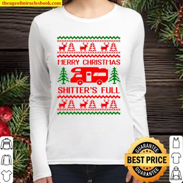 Merry Christmas Shitter_s Full Bodysuit, Ugly Christmas Sweater, Vacat Women Long Sleeved
