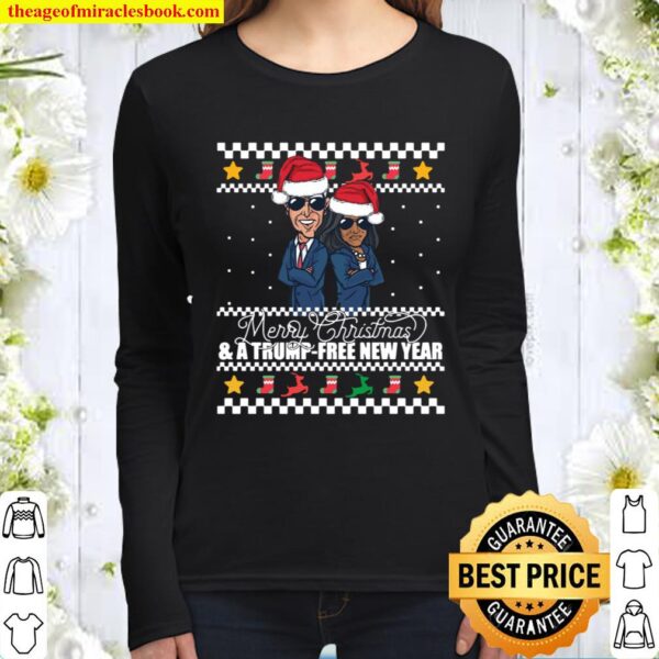 Merry Christmas _ A Trump-Free New Year Ugly Xmas Women Long Sleeved