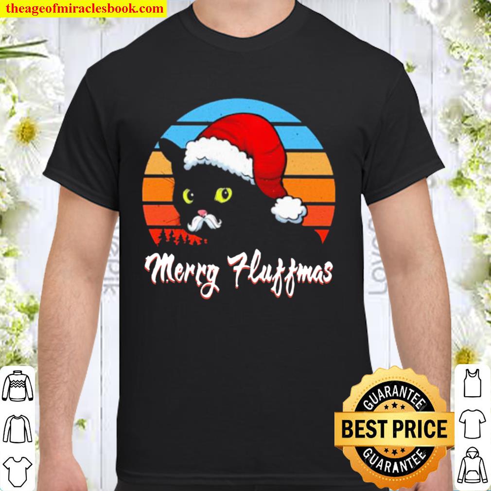 Merry Fluffmas black cat Santa hat vintage Christmas 2020 Shirt, Hoodie, Long Sleeved, SweatShirt