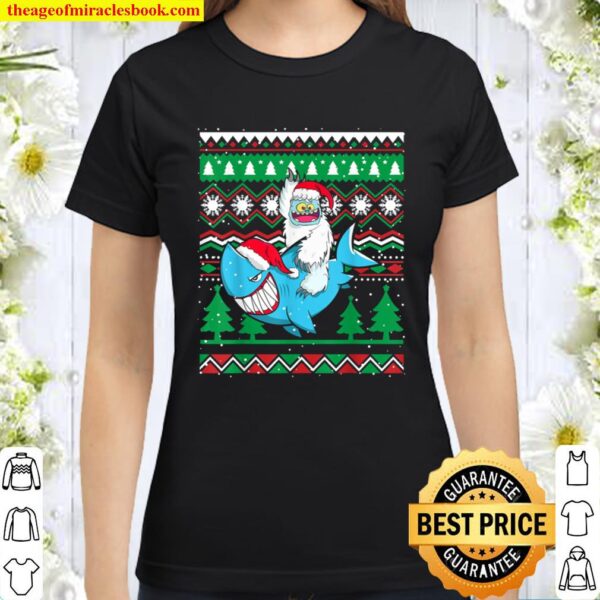 Merry Sharkmas Santa Shark Ugly Christmas Sweater Boys Xmas Classic Women T-Shirt