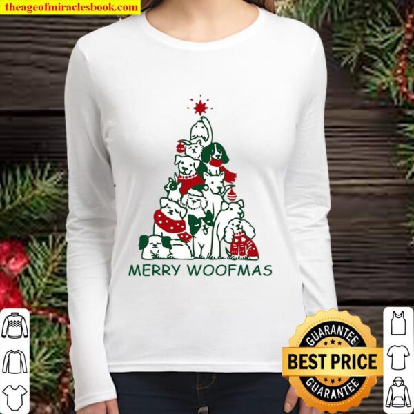 Merry Woofmas Sweatshirt, Merry Woofmas Sweater, Dogmas Tree, Funny Do Women Long Sleeved
