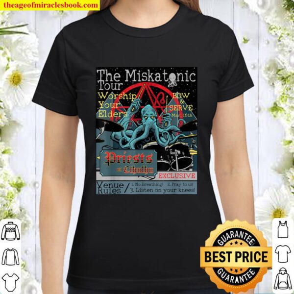 Miskatonic Tour Cthulhu Drummer Rock Concert Horror Classic Women T-Shirt