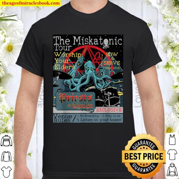 Miskatonic Tour Cthulhu Drummer Rock Concert Horror Shirt