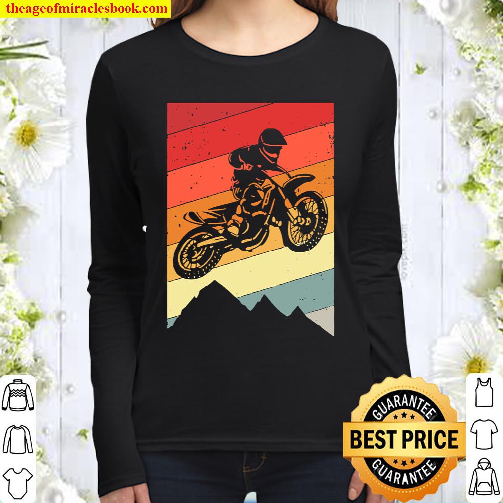 Motocross Bike Vintage Dirtbike Racing Retro Dirt Bike Women Long Sleeved
