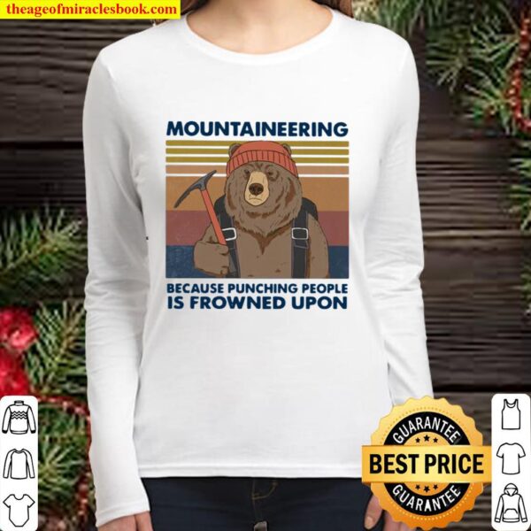 Mountaineering Because Punching People Is Frowned Upon Bear Vintage Women Long Sleeved