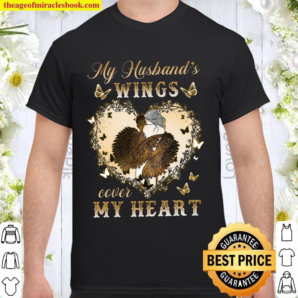 My Husbands Wings Cover My Heart hot Shirt, Hoodie, Long Sleeved, SweatShirt