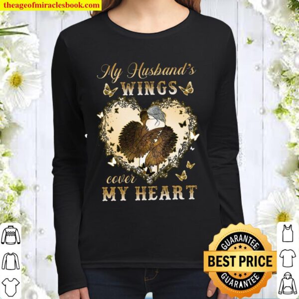 My Husbands Wings Cover My Heart Women Long Sleeved