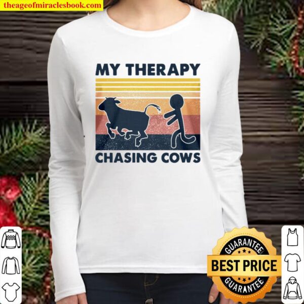 My therapy chasing cows vintage Women Long Sleeved