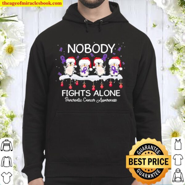 Nobody Fights Alone Pancreatic Cancer Awareness Penguins Xmas Hoodie