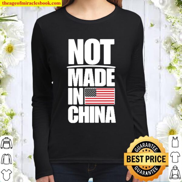 Not made in china american flag shirt Women Long Sleeved