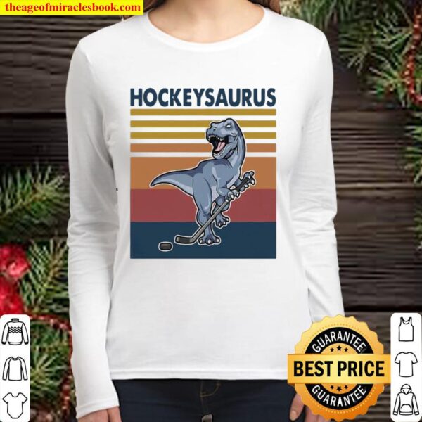Official Hockey Dinosaur Saurus Vintage Women Long Sleeved