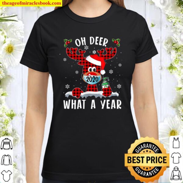 Oh Deer What A Year Christmas 2020 Reindeer Mask Family Paja Classic Women T-Shirt