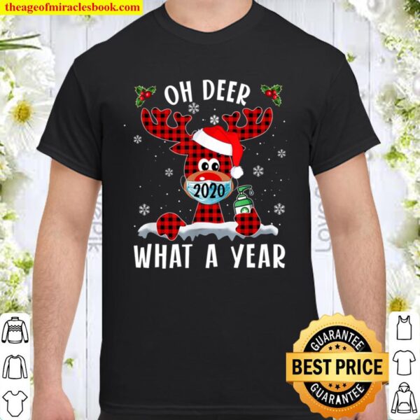 Oh Deer What A Year Christmas 2020 Reindeer Mask Family Paja Shirt