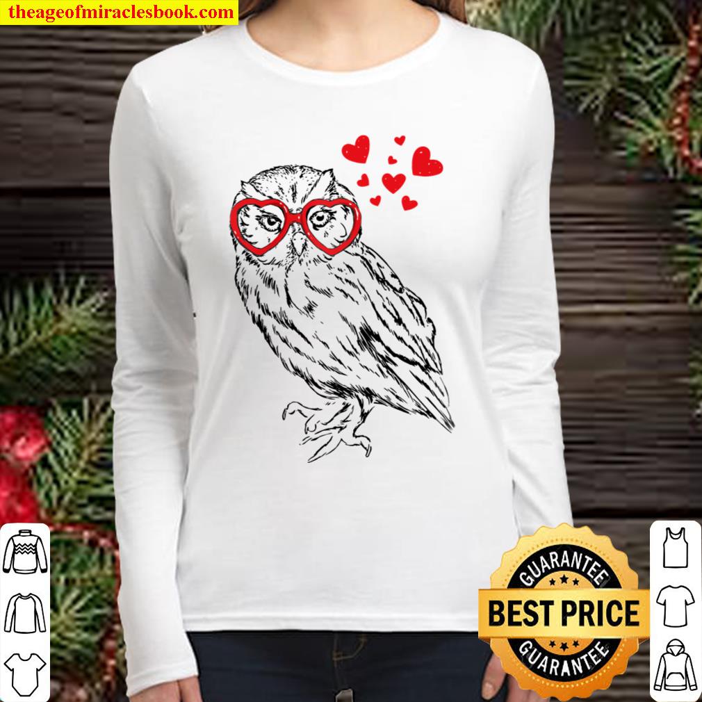 Owl Sunglasses Love Funny Cute Owls Valentine Gift Heart Raglan Baseba Women Long Sleeved