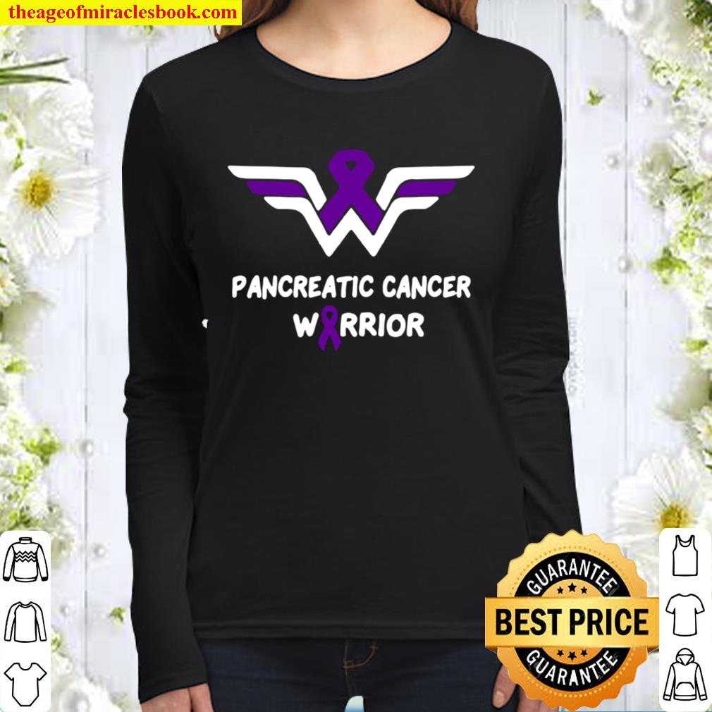 Pancreatic Cancer Awareness Warrior Support Purple Ribbon Women Long Sleeved