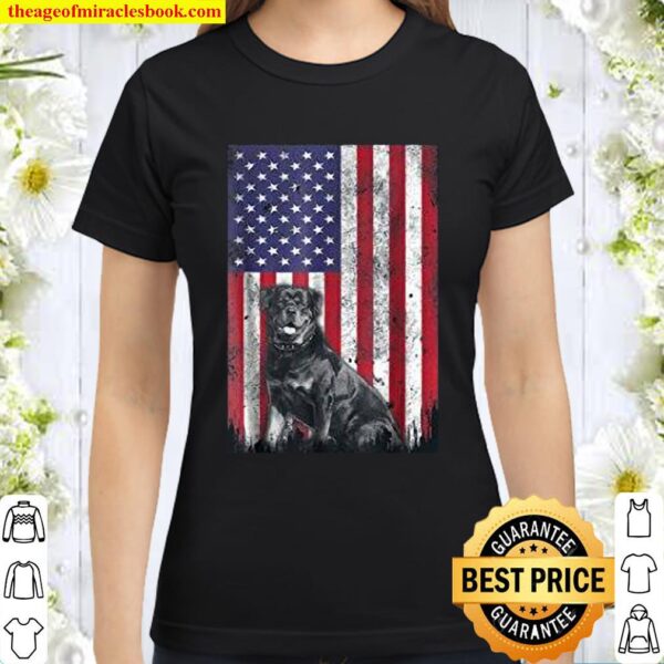 Patriotic American flag Rottweiler 4th of july Classic Women T-Shirt