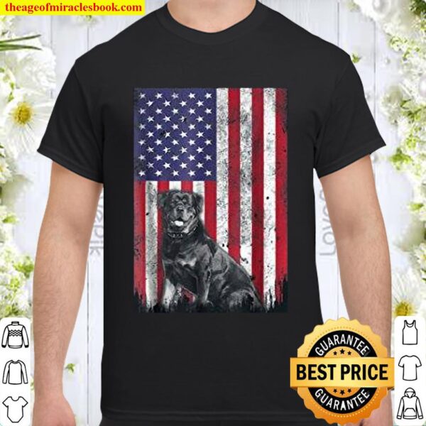 Patriotic American flag Rottweiler 4th of july Shirt