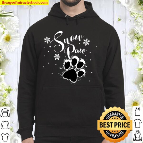 Paw of a dog or cat with snowflakes Santa Christmas Hoodie