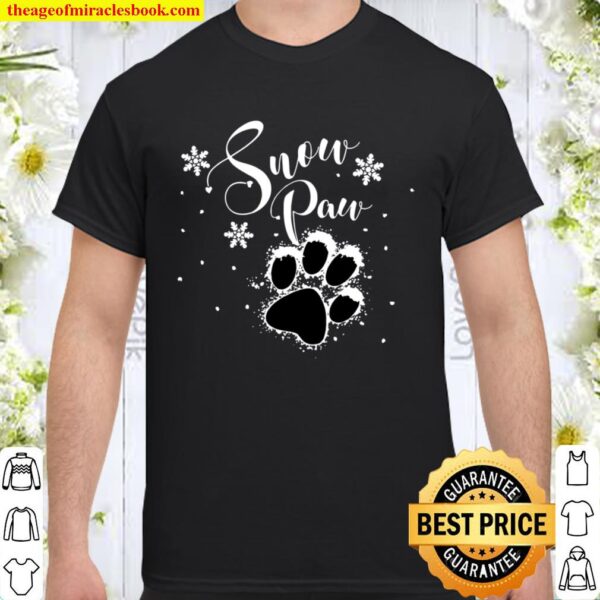Paw of a dog or cat with snowflakes Santa Christmas Shirt