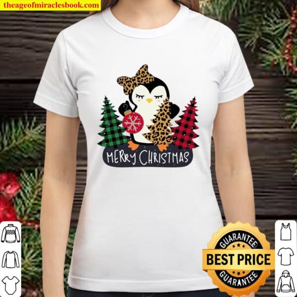 Penguin Merry Christmas Tree Ball Classic Women T-Shirt