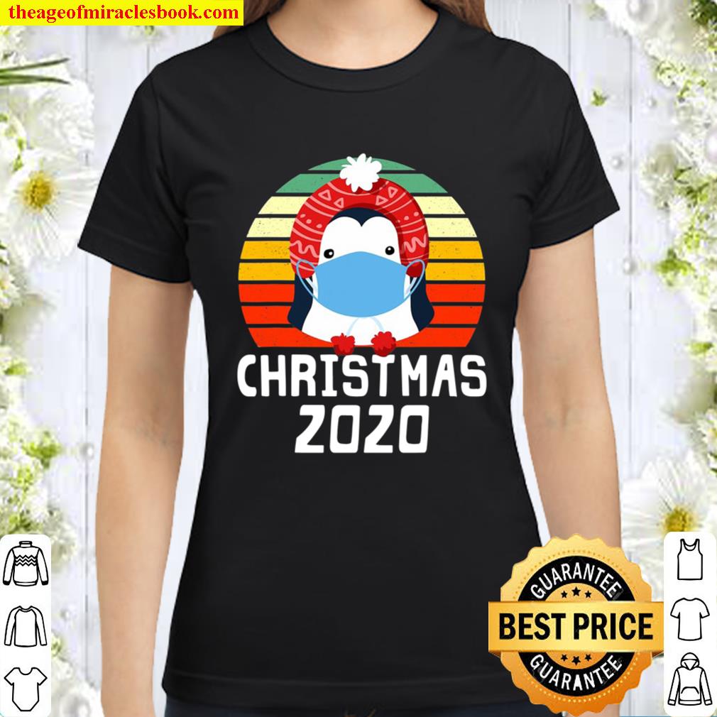 Penguin Wearing Mask Funny Quarantine Christmas 2020 Pajamas Classic Women T-Shirt
